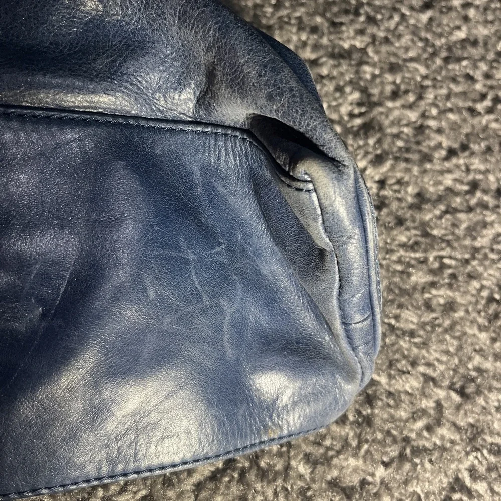 Dark Blue leather studded silver  BADGLEY MISCHKA American Glamour  shoulder bag